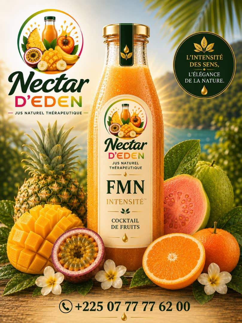 FMN — Force, Miel & Nature, cocktail de fruits, gingembre, goyave, miel, cannelle, jus énergétique et revitalisant, 2 000 FCFA